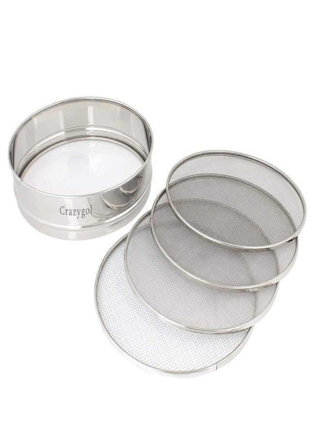 Crazygol 4 in 1 Stainless Steel Interchangeable Sieve Set of 5, Flour Chalni, Spices, Food Strainers, Atta Chalni, - Image 4